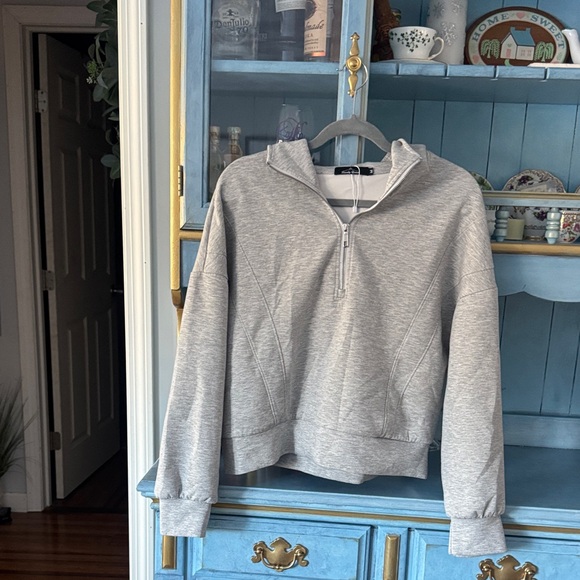 Trendy Queen Sweaters - Cozy Gray Women's Half-Zip Sweater